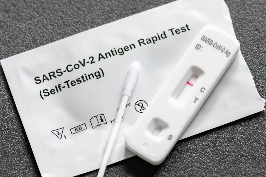 COVID-19 at home test stock image